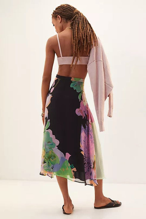 Floral Midi Skirt - Orchid Bloom